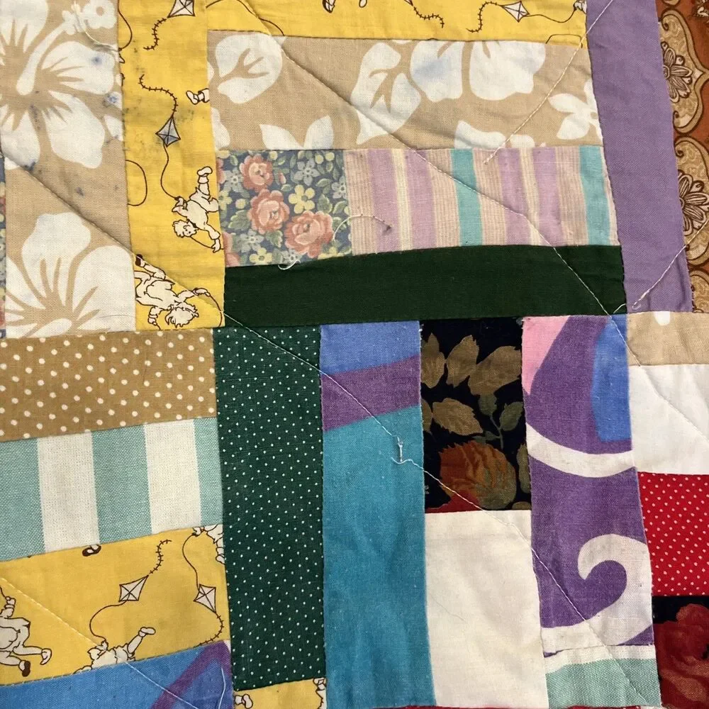 Vintage Handmade Scrappy Quilt 80